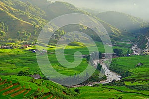 Rice fields on terraced in rainny season at SAPA, Lao Cai, Vietnam.