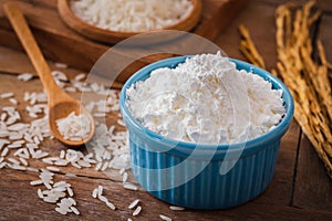 Rice flour in ceramic bowl