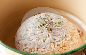 Rice In food carrier,Jusmin streamed rice in a part of food carr