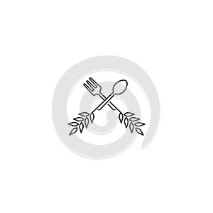 Rice food, wheat, spoon, fork. Vector logo icon template