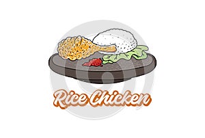 Rice Fried Chicken for Restaurant Food Catering Logo Design