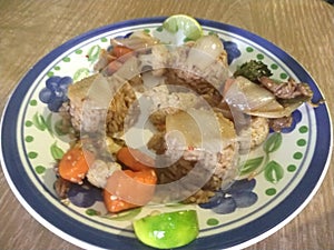 Rice with fried vegetabels