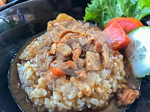 Rice with grilled pork japanese style