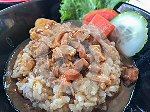 Rice with grilled pork japanese style