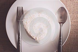 Rice heart shape on whiteplate