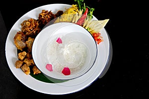 rice in ice water thai old style food