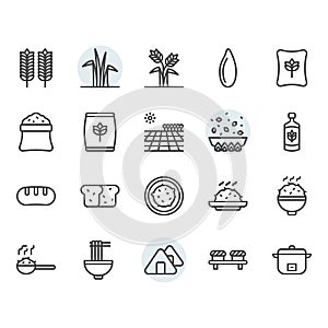 Rice icon and symbol set in outline design