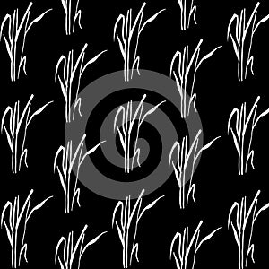 Rice kine art seamless pattern. Black and white