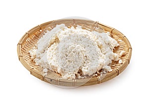 Rice malt placed against a white background. Koji mold