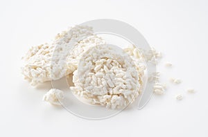 Rice malt placed against a white background. Koji mold