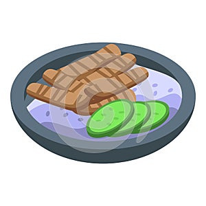 Rice meat food icon isometric vector. Japanese dinner