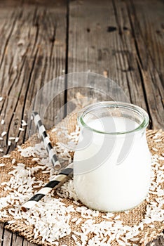 Rice milk, with rice grains