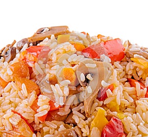 rice with mixed vegetables and mushrooms