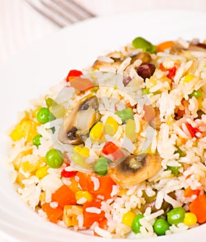 Rice with mushrooms and vegetables