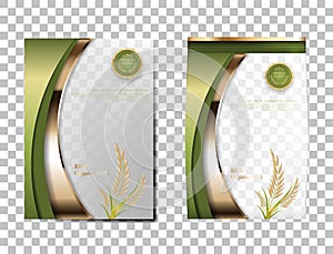 Rice Package Thailand food Products, Green gold banner and poster template vector design rice