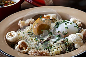 Rice with Pequi, crackling and boiled photo