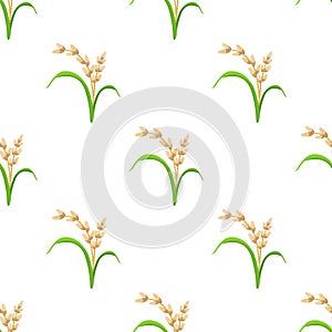 Rice plant, vegetarian food seamless pattern. Vector illustration