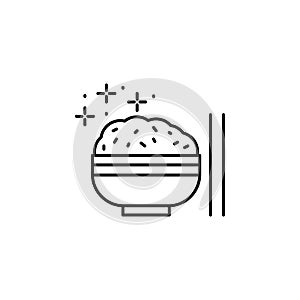 Rice, plate, chopsticks icon. Element of Food and Drink icon. Thin line icon
