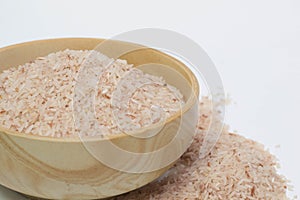 Rice  in a plate on white background
