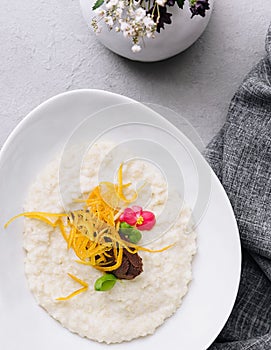 rice porridge with ganache