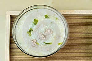 Rice porridge with pork.