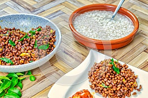 Rice Porridge & Red Cow Peas Curry