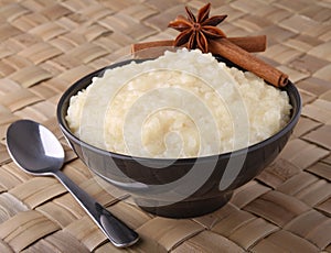 Rice pudding with cinnamon photo