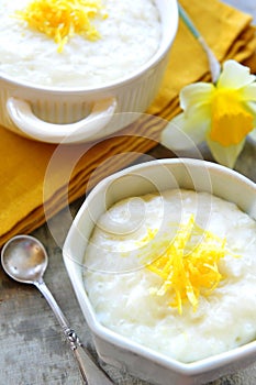 Rice pudding with lemon zest
