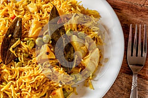 Rice pulao in white plate