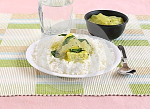 Rice and Pumpkin Sambar South Indian Vegetarian Food