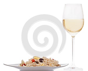 Rice salad and wine