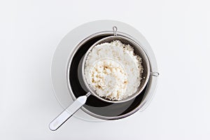 Rice in strainer