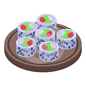 Rice sushi roll icon isometric vector. Japanese food