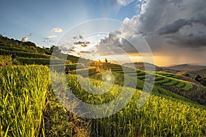 Rice terraces , Cloud , sunset ,nature landscape