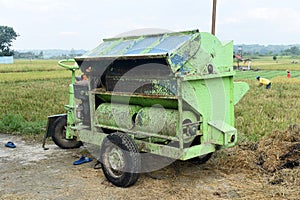 Rice thresher machine ready to be used by the farmers