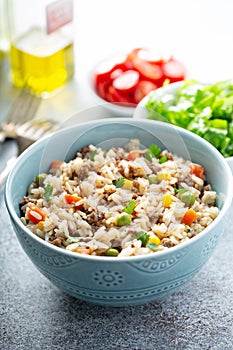 Rice with vegetables and beef