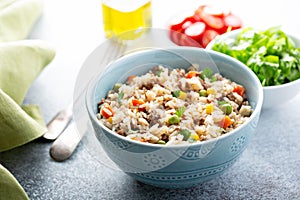 Rice with vegetables and beef