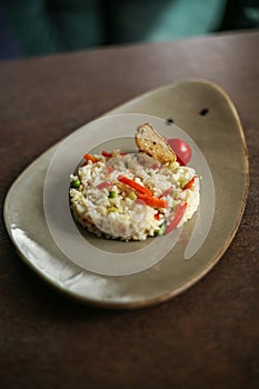 Rice with vegetables on a plate