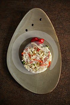 Rice with vegetables on a plate