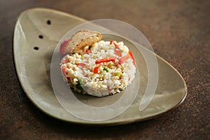 Rice with vegetables on a plate