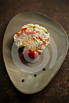 Rice with vegetables on a plate