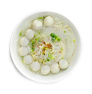 Rice Vermicelli Noodles with Fish Balls in clear Soup