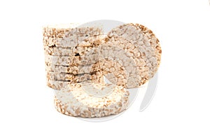 Rice, wheat bread isolated over white background