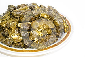 Rice wrapped in grape leaves - greek food photo