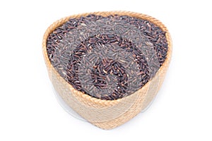 Riceberry in bamboo basket