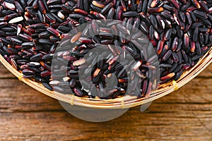 Riceberry rice in basket