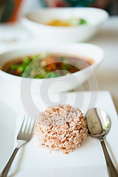 Riceberry rice with thai noodle