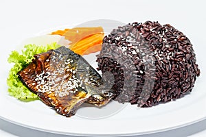 Riceberry with teriyaki mackerel