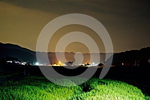 Ricefield in Japan at night time