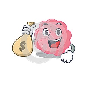 Rich anaplasma phagocytophilum cartoon design holds money bags photo